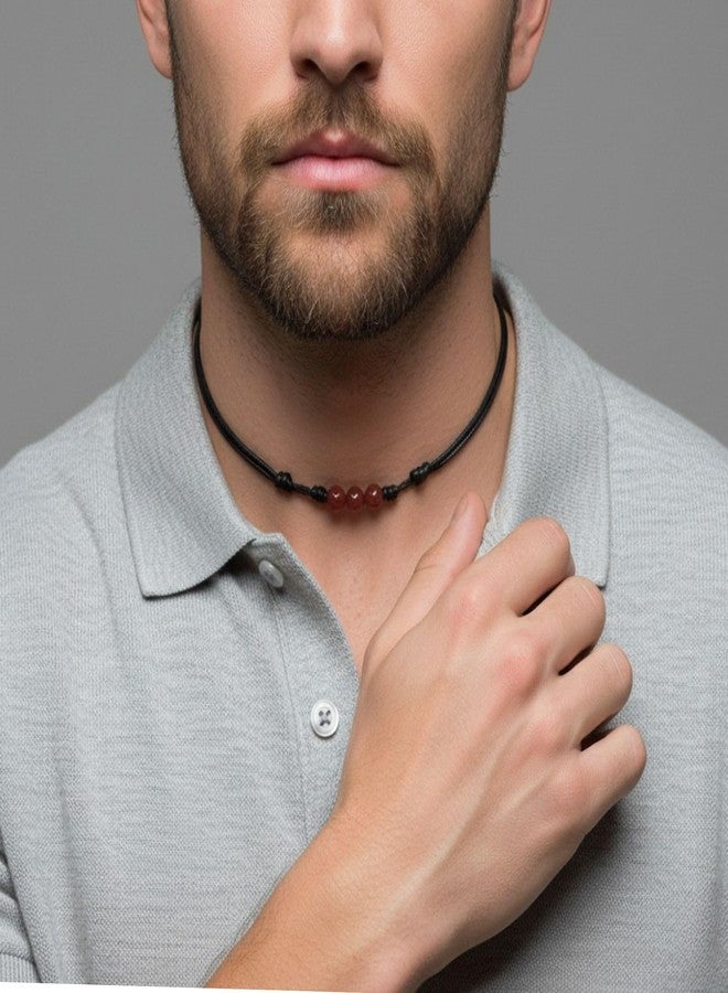Luck Strings Carnelian Gemstone Choker Necklace - Adjustable Wax Nylon Cord Pendant for Men and Women, Beaded Spiritual Jewelry Gift for Yogi Grounding Energy - Image 5